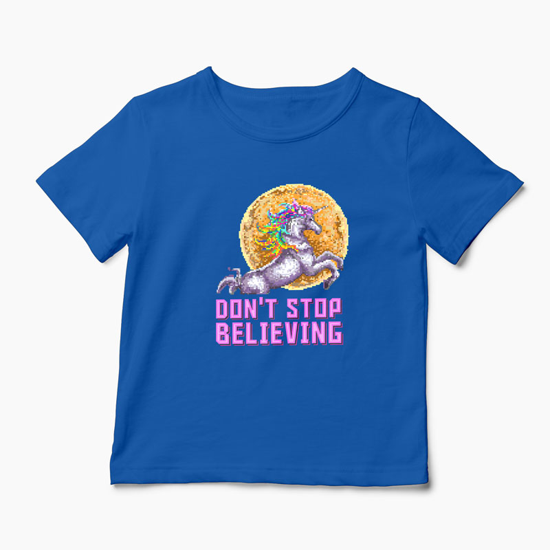 Tricou Unicorn Don't Stop Believing - Copii-Albastru Regal